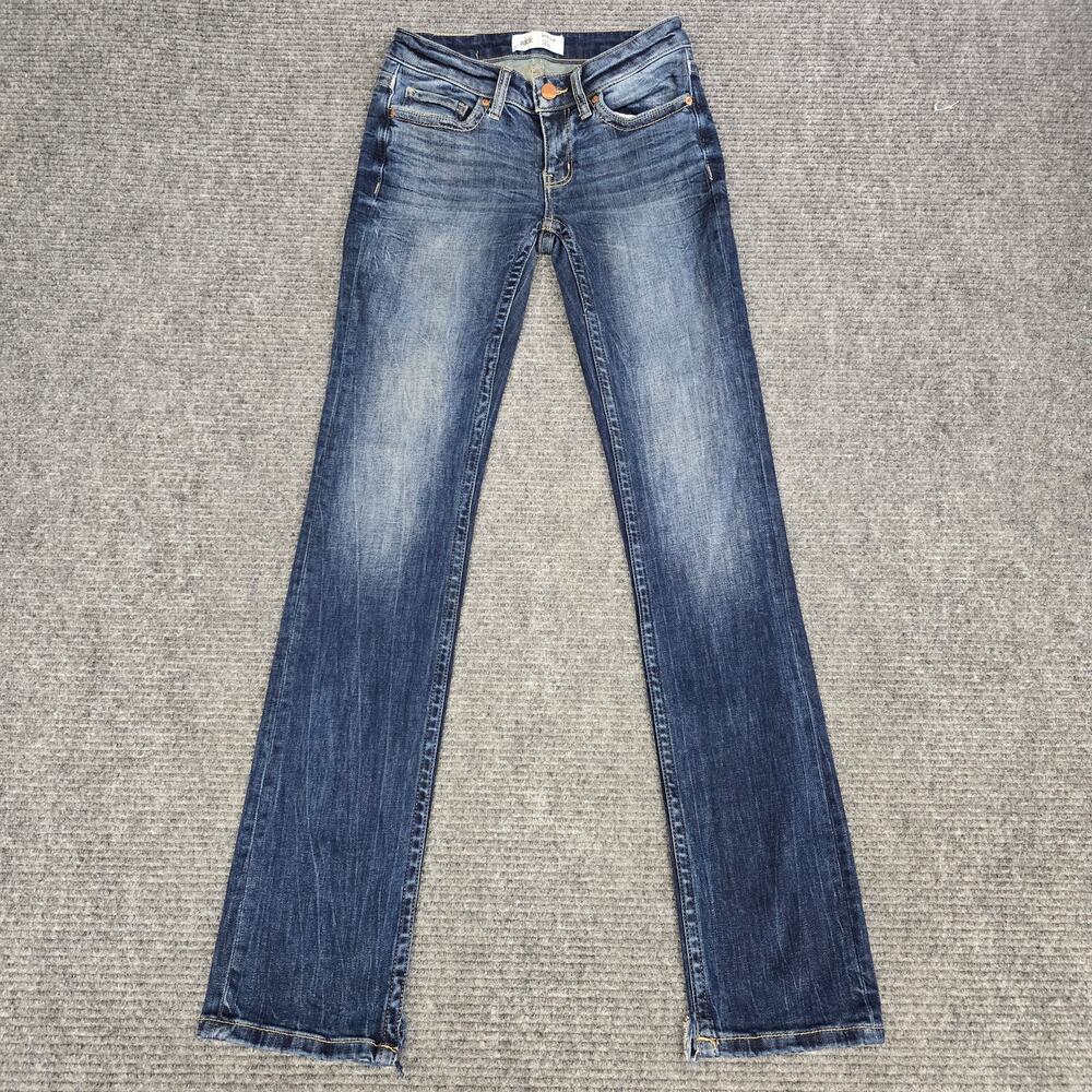 BKE Stella Jeans Womens 26x32 Blue Slim Fit Low Rise Straight Leg Distressed